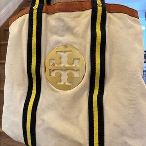 Tory Burch Cream and Brown Tote Bag